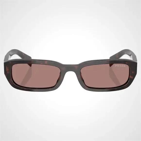 New PRADA Sunglasses Brown Tortoise Symbole Logo Rectangle w/ Case - Picture 2 of 6